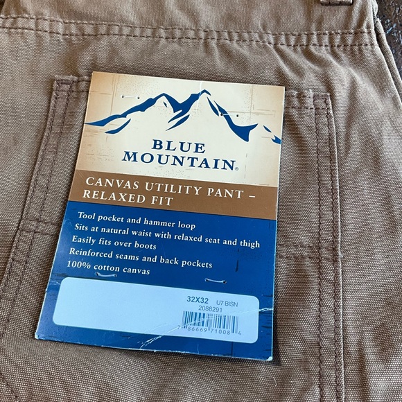 NWT Blue Mountain 32 x 32 canvas utility pants - Picture 3 of 6